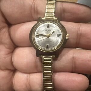 Working Vintage Luxor Automatic Gold Tone Women's Swiss watch 24MM Rare‎ Fit 7in